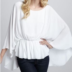 Alice+Olivia White Flowy Long Sleeve Classic Fall Blouse Shirt Top- Size Small